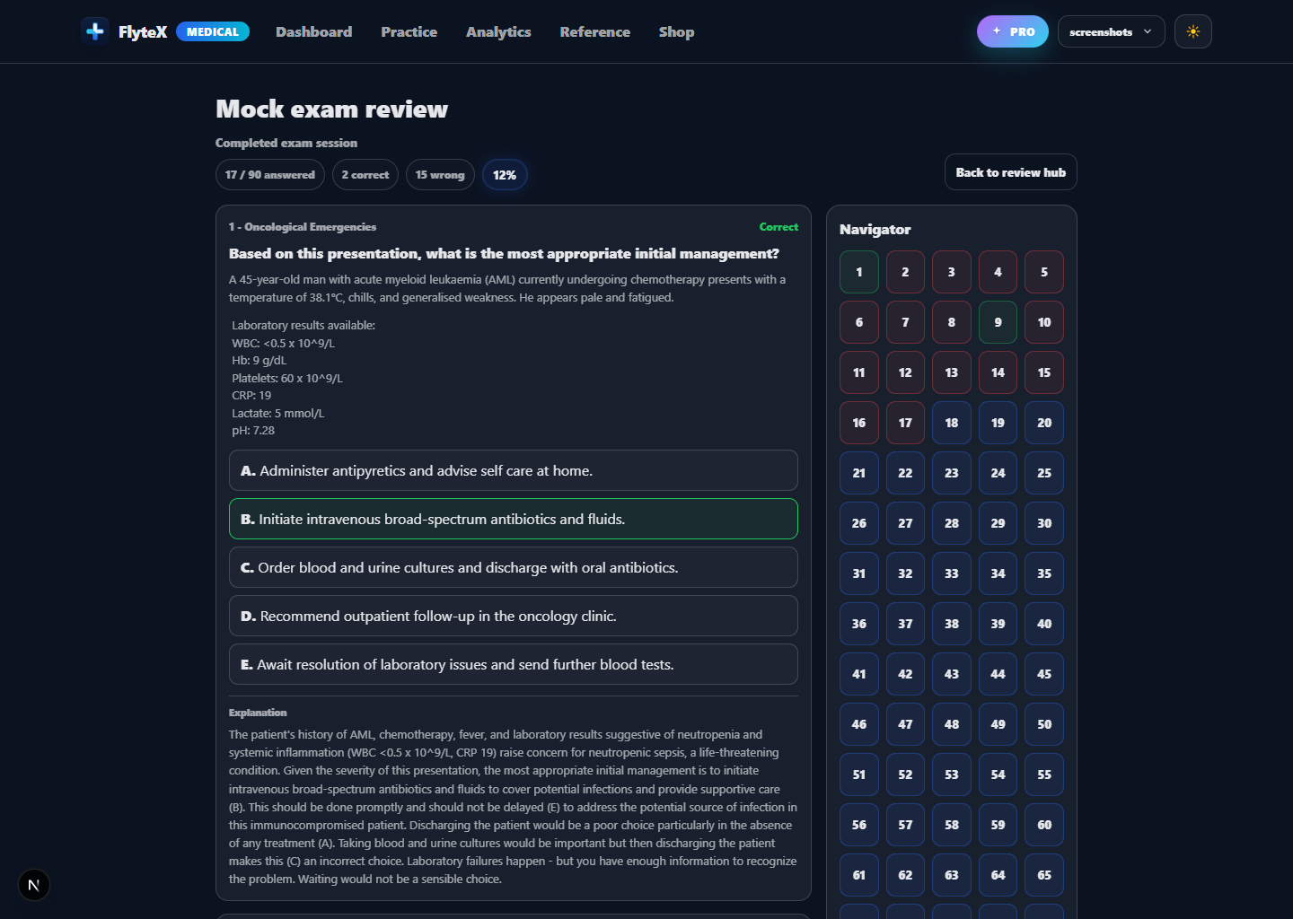 FlyteX completed session review screenshot