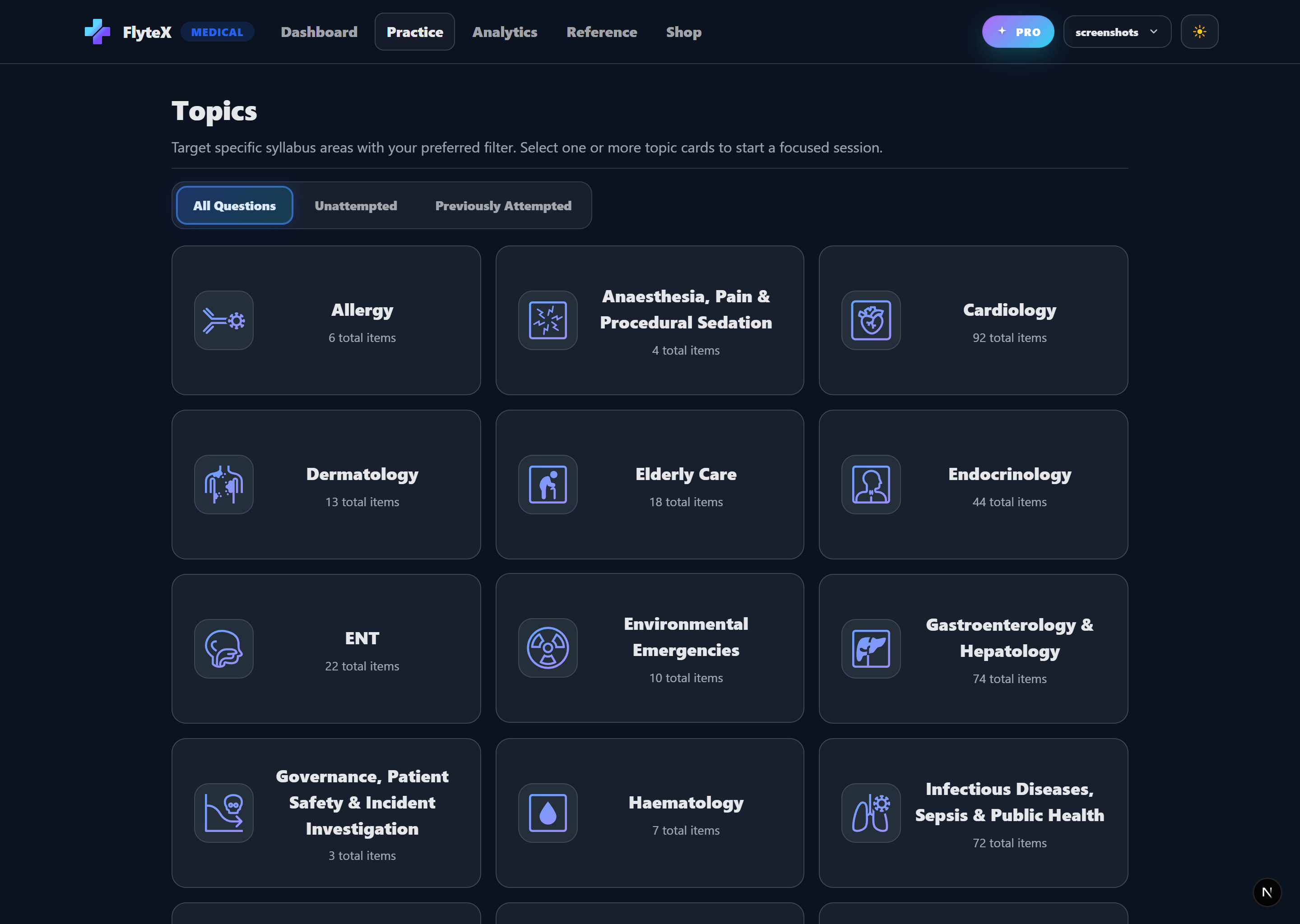 FlyteX topics page screenshot